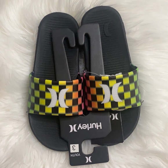 Hurley Shoes Hurley Unisex Youth Neon Checked Slides Poshmark
